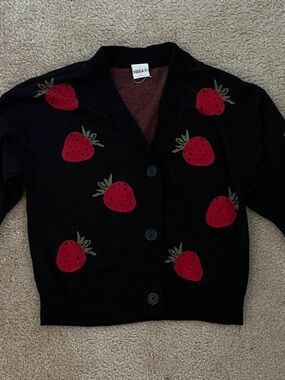 Nikka K Black Strawberry Button-Up Cardigan